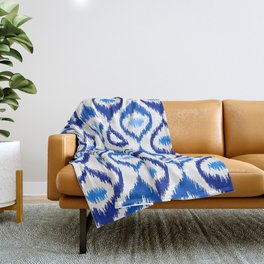 IKAT pattern, indigo blue and white, 07 Throw Blanket