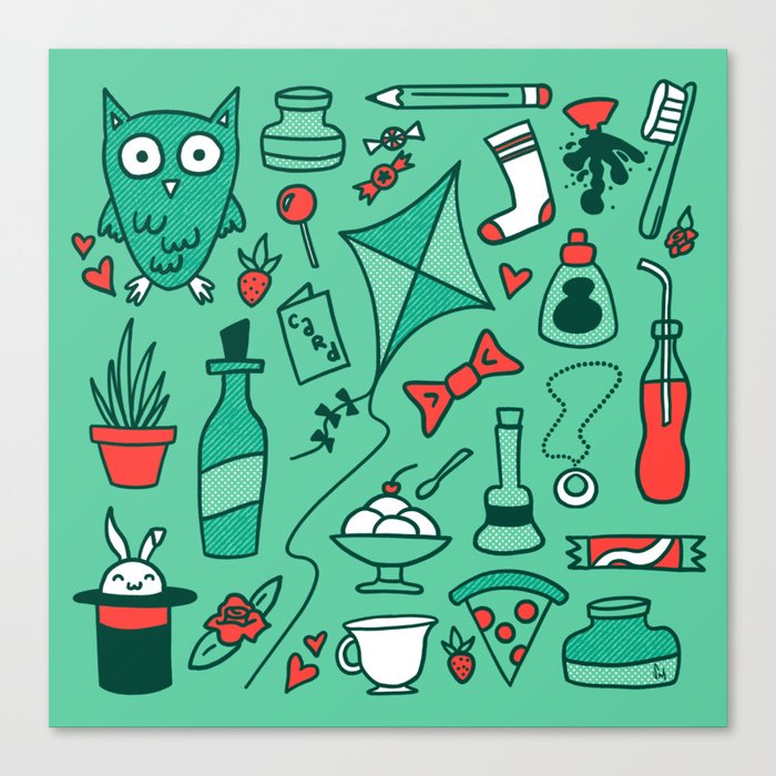 Green and Red Goodies Flash Sheet Canvas Print