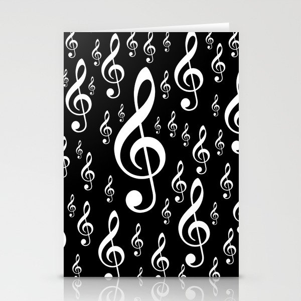 Clef Music Notes black and white Stationery Cards