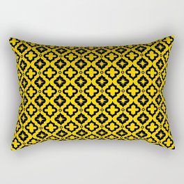 Yellow and Black Ornamental Arabic Pattern Rectangular Pillow