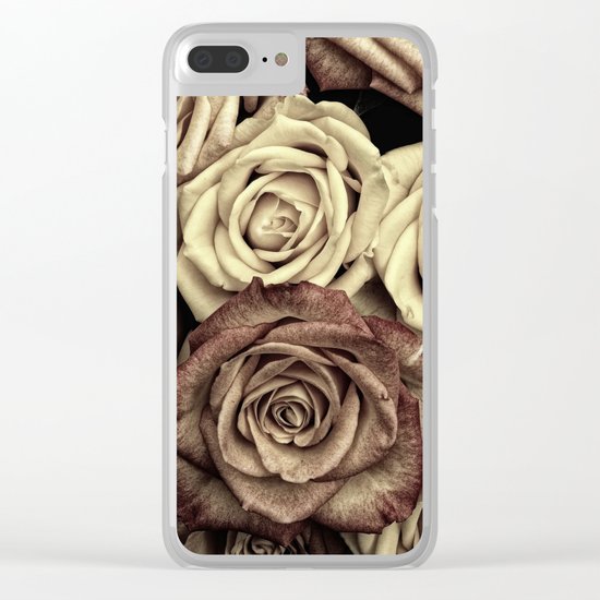 Brown Roses Clear iPhone Case
