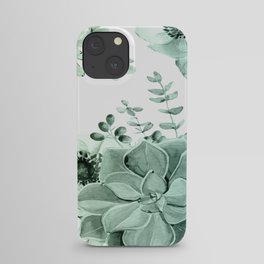 Simply Succulent Garden in Turquoise Green Blue Gradient iPhone Case