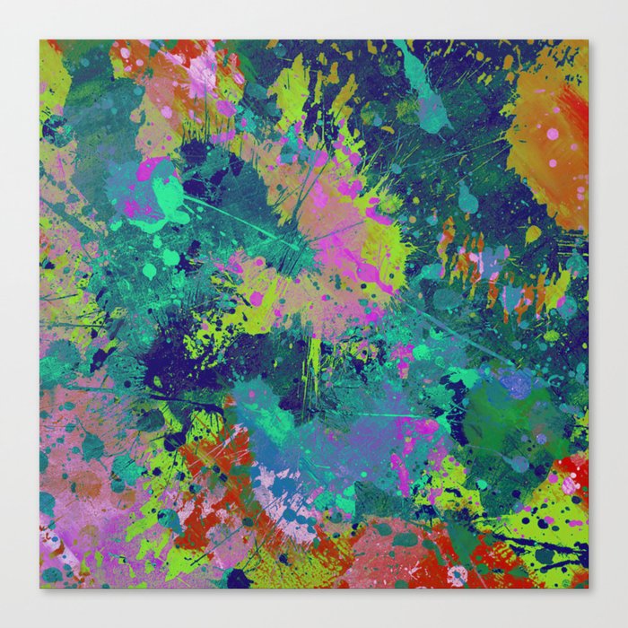 Messy Art I - Abstract, paint splatter painting, random, chaotic and messy artwork Canvas Print