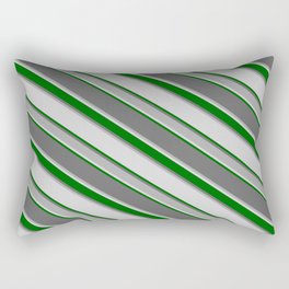 [ Thumbnail: Dim Grey, Dark Grey, Light Gray, and Dark Green Colored Stripes/Lines Pattern Rectangular Pillow ]