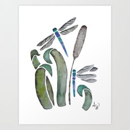 Dragonflies watercolor Art Print
