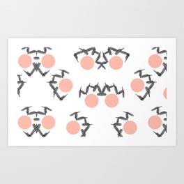 Etch  Lines and Salmon Circles Art Print