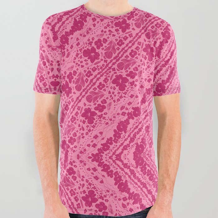 Magenta Flowers 1 All Over Graphic Tee