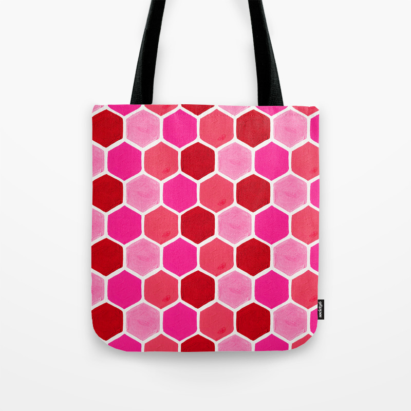 Hexagon Honeycomb Pattern Valentine Palette Tote Bag