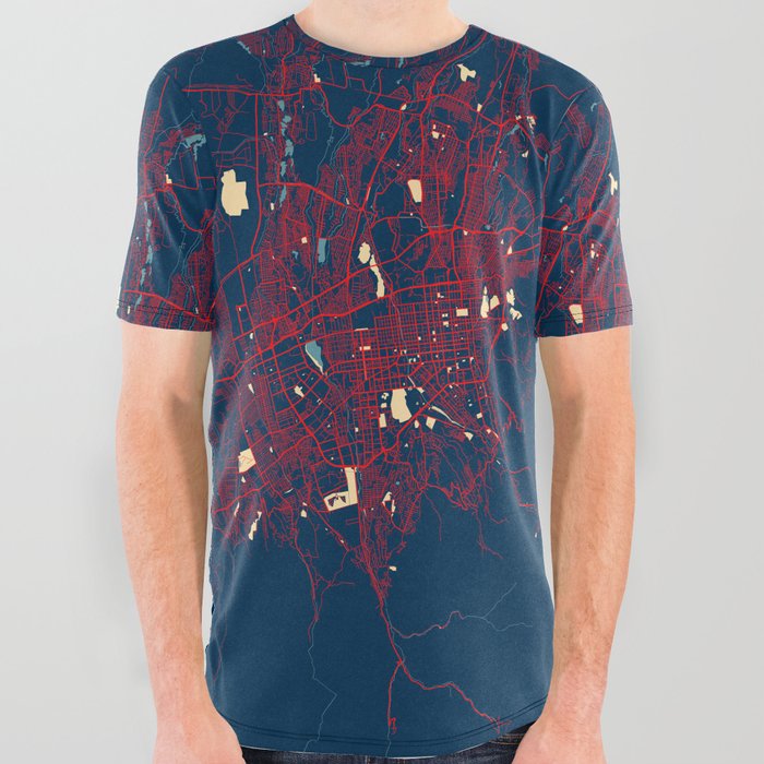 Almaty City Map of Kazakhstan - Hope All Over Graphic Tee