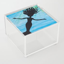 silhouette of a little mermaid under water Acrylic Box