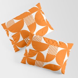 Orange Mid Century Bauhaus Semi Circle Pattern Pillow Sham