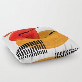 Mid Century Modern Abstract Vintage Pop Art Space Age Pattern Orange Yellow Black Orbit Accent Floor Pillow