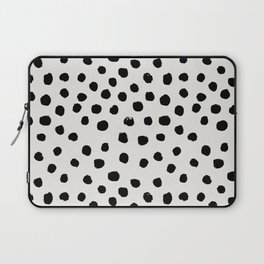 Preppy brushstroke free polka dots black and white spots dots dalmation animal spots design minimal Laptop Sleeve