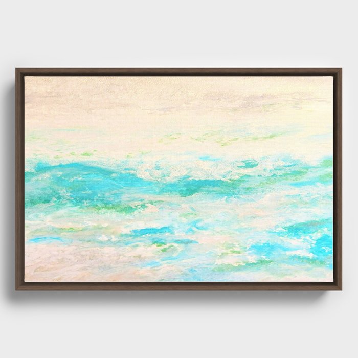 Brielle2, Light Tone, Seashore Oil Pastel Drawing Framed Canvas