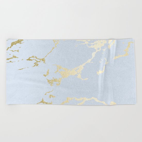 Kintsugi Ceramic Gold on Sky Blue Beach Towel