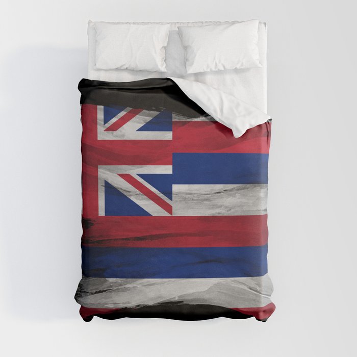 Hawaii state flag brush stroke, Hawaii flag background Duvet Cover