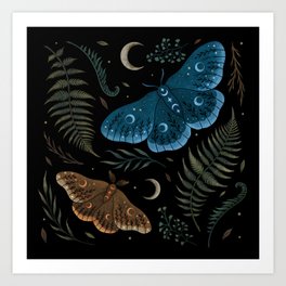 Moths and Ferns Art Print