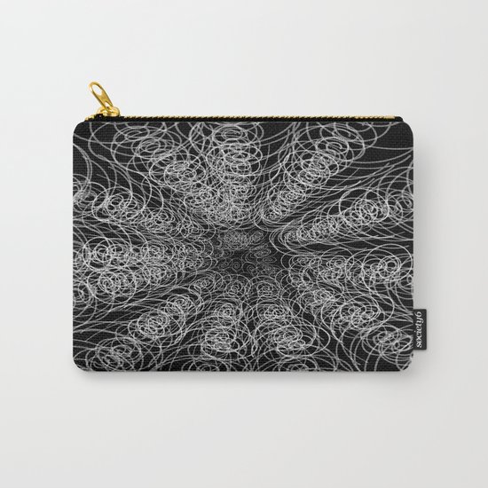 White Swirl Fractal on Black Carry-All Pouch