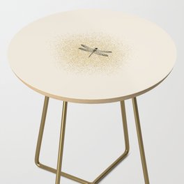 Sketched Dragonfly and Golden Fairy Dust on Cream Off-Whie Side Table