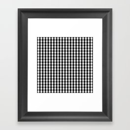 Small Black White Gingham Checked Square Pattern Framed Art Print