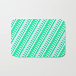 [ Thumbnail: Green & Lavender Colored Striped Pattern Bath Mat ]