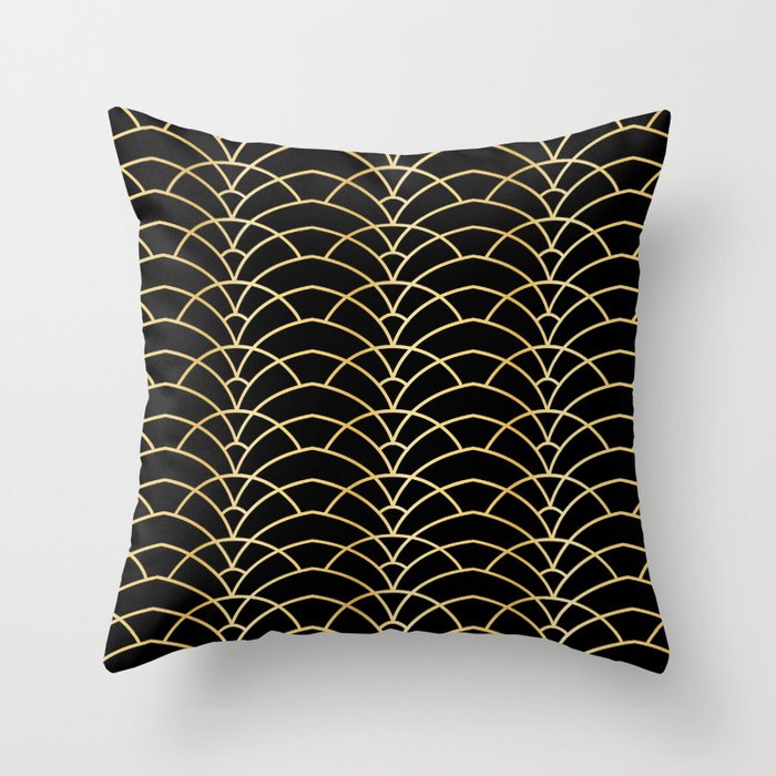 Art Deco Series - Black & Gold Throw Pillow