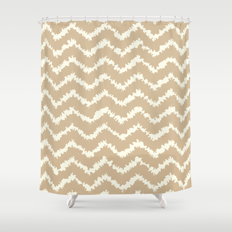 Ragged Chevron Taupe Cream Shower Curtain By Fancyashelltees