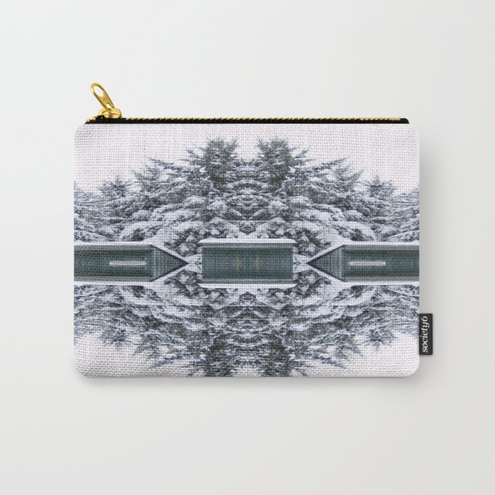 Winter Kaleidoscope Teal and White Snow Covered Trees Carry-All Pouch