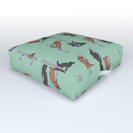 Dachshund Pole Dancing Club Outdoor Floor Cushion