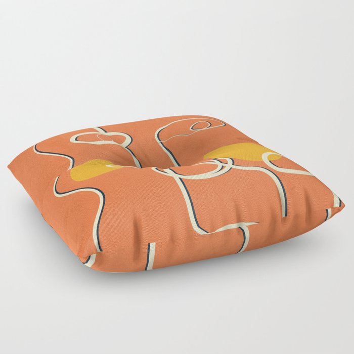 Abstract Face Line Art 08 Floor Pillow