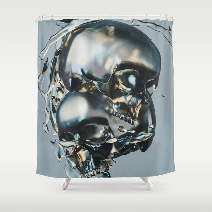 I guess you had to be there; headcase; metallic skulls crashing art portrait color photograph / photography Shower Curtain