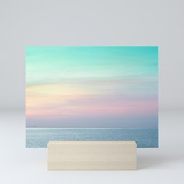 Pastel retro Malibu VII calm ocean & sky Mini Art Print