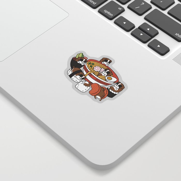 Ramen Sushi Boxer Dog Sticker