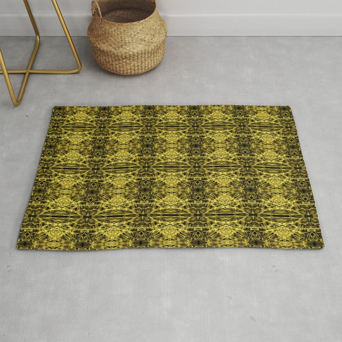 Liquid Light Series 50 ~ Yellow Abstract Fractal Pattern Rug