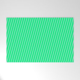 [ Thumbnail: Green & Powder Blue Colored Pattern of Stripes Welcome Mat ]