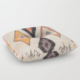 Moroccan Berber Rug Design No.38 - Multicolor, Ivory White Floor Pillow