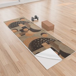 Retro Brown and Black Geometric Abstract Yoga Towel
