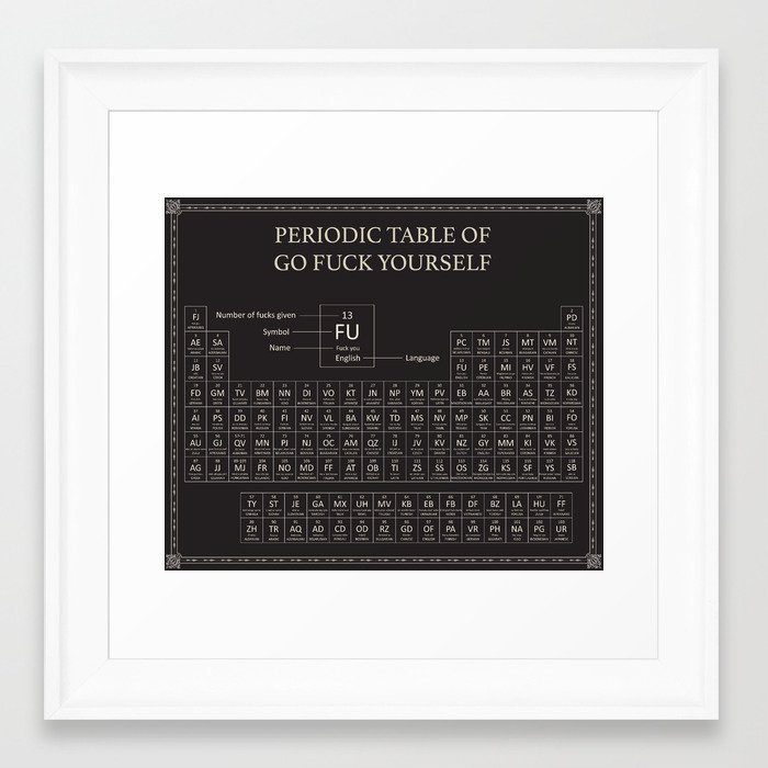 Periodic Table Of Go Fuck Yourself Framed Art Print