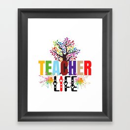 Teacher life rainbow apple tree Framed Art Print