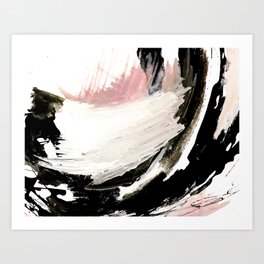 Crash: an abstract mixed media piece in black white and pink Art Print