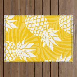 Bright Yellow, Summer, Pineapple Art Outdoor Rug