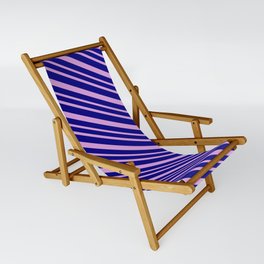 [ Thumbnail: Blue & Plum Colored Striped Pattern Sling Chair ]