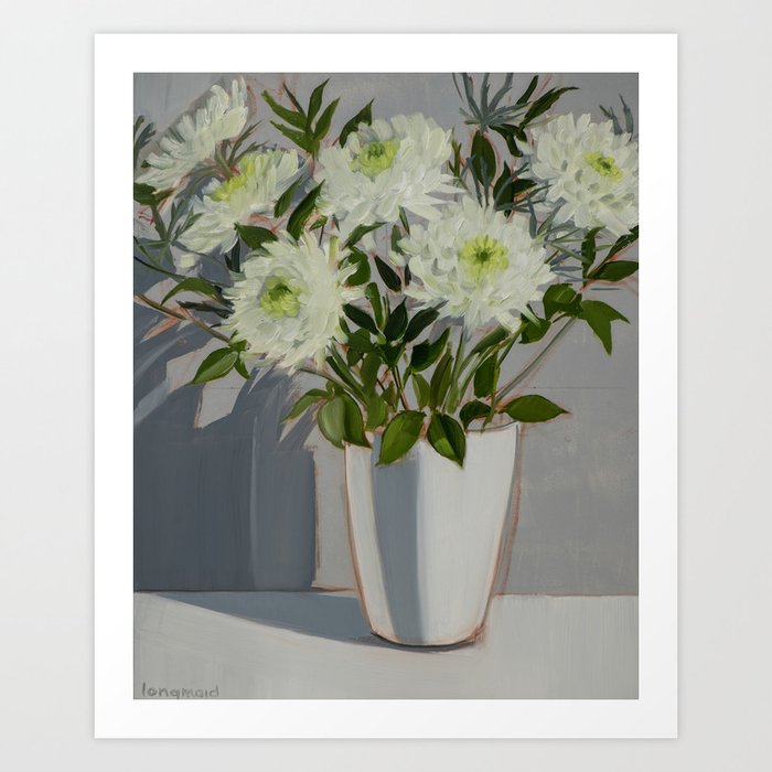White Chrysanthemums Art Print