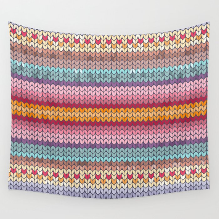 Multi color Knitting Pattern Wall Tapestry