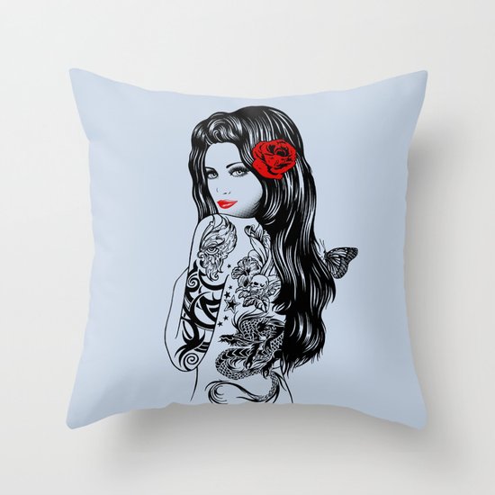 Tattoo Lolita Throw Pillow