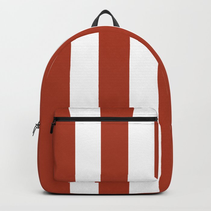 Chinese red - solid color - white vertical lines pattern Backpack