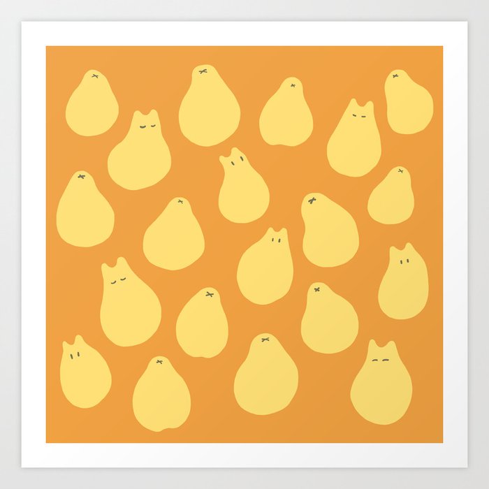 Pattern cat 1o orange pear Art Print