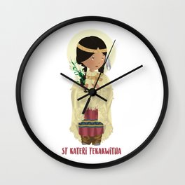 St Kateri Tekakwitha Wall Clock | Santakateri, Red, Martyr, Dios, Ilustration, Christianart, God, Indigena, Mohicano, Braids 