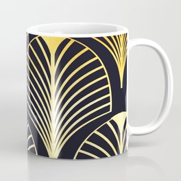 Gold Black Deco Leaf Coffee Mug