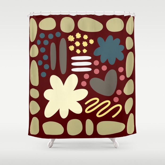 Abstract vintage color shapes collection 8 Shower Curtain